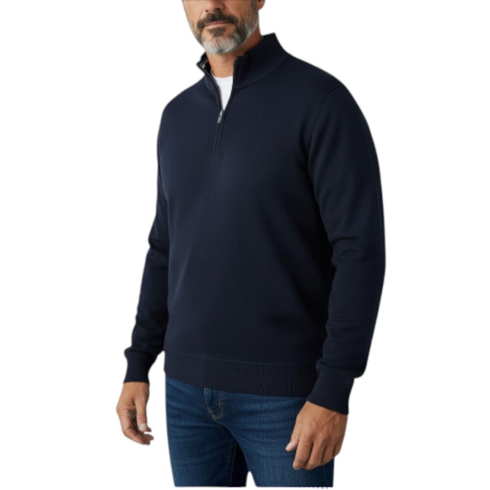 TED BAKER London Quarter Zip textured Pullover Sweater Sz 4/L Blue Work Everyday